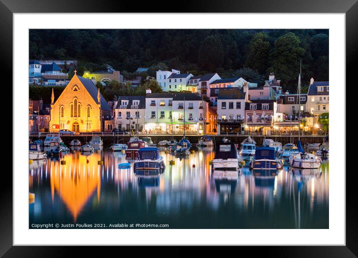 The harbour at St. Aubin, Jersey, Channel Islands Framed Mounted Print by Justin Foulkes
