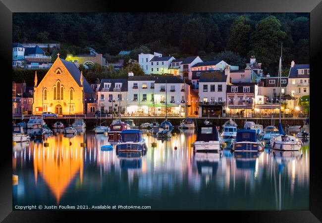 The harbour at St. Aubin, Jersey, Channel Islands Framed Print by Justin Foulkes