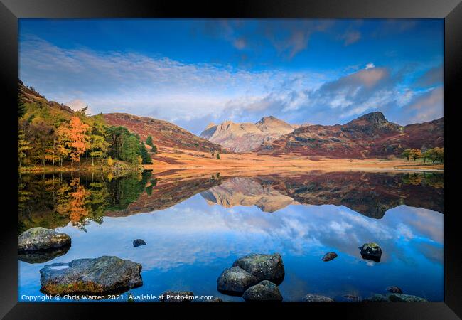 Blea Tarn Lake District Cumbria reflections Framed Print by Chris Warren