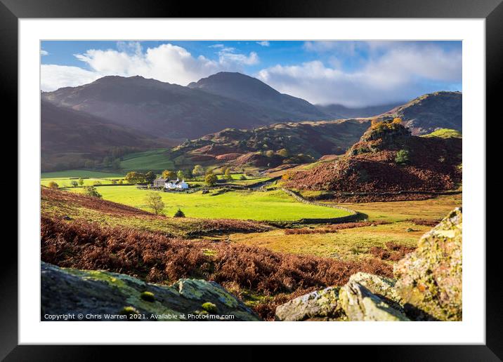 Across the valley in the Lake District Cumbria in  Framed Mounted Print by Chris Warren