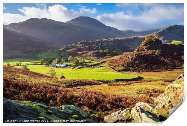 Across the valley in the Lake District Cumbria in  Print by Chris Warren