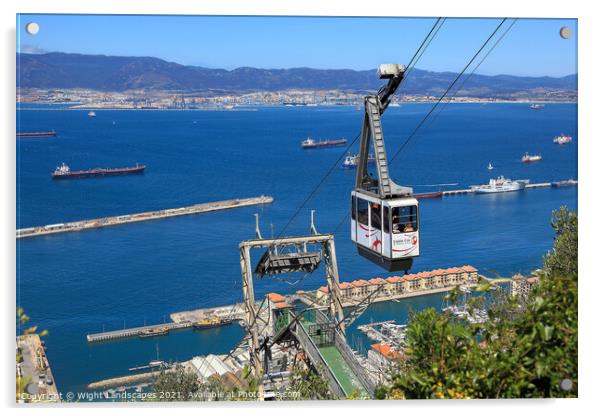 Gibraltar Cable Car Acrylic by Wight Landscapes