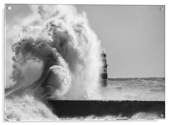 Seaham Lighthouse under Attack Acrylic by Gary Clarricoates