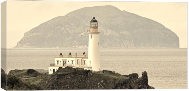 Ailsa Craig and lighthouse at Turnberry Canvas Print by Allan Durward Photography