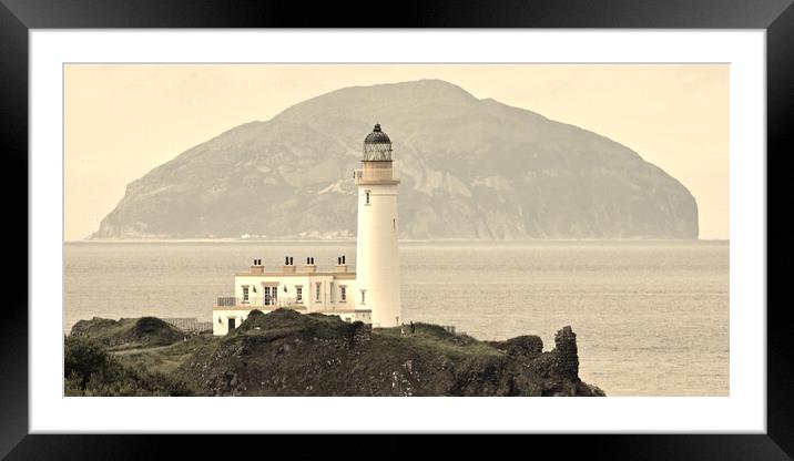 Ailsa Craig and lighthouse at Turnberry Framed Mounted Print by Allan Durward Photography