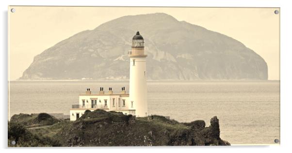 Ailsa Craig and lighthouse at Turnberry Acrylic by Allan Durward Photography