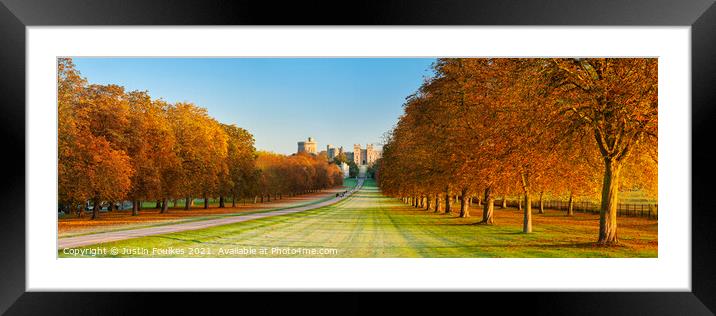 Autumn Panorama of 'The Long Walk' at Windsor Castle, Berkshire Framed Mounted Print by Justin Foulkes