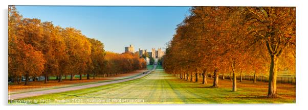 Autumn Panorama of 'The Long Walk' at Windsor Castle, Berkshire Acrylic by Justin Foulkes