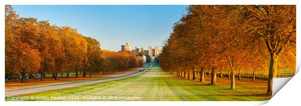 Autumn Panorama of 'The Long Walk' at Windsor Castle, Berkshire Print by Justin Foulkes