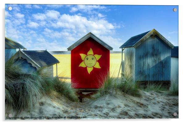 Wells-next-the-Sea Beach Huts Acrylic by Alan Simpson