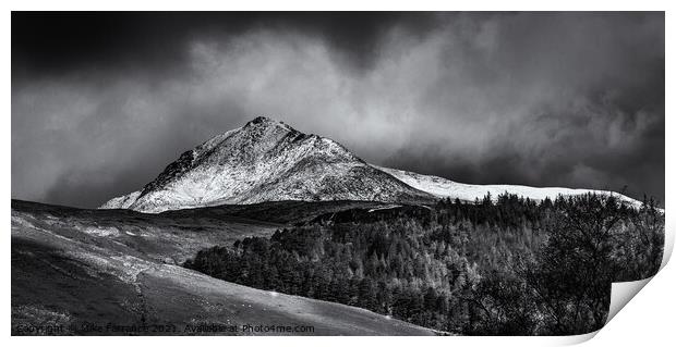 Goatfell in winter Print by Mike Farrance