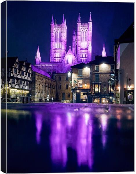 Lincoln Cathedral - Purple for Advent Canvas Print by Andrew Scott