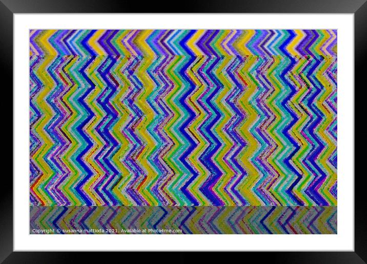 Glitch art on multicolored pattern Framed Mounted Print by susanna mattioda