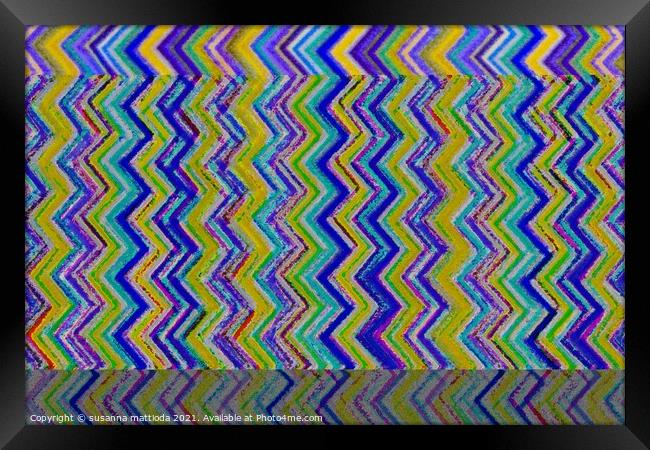 Glitch art on multicolored pattern Framed Print by susanna mattioda