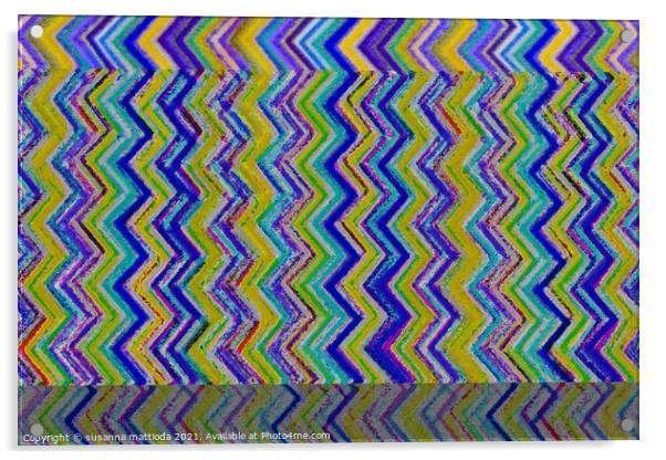 Glitch art on multicolored pattern Acrylic by susanna mattioda