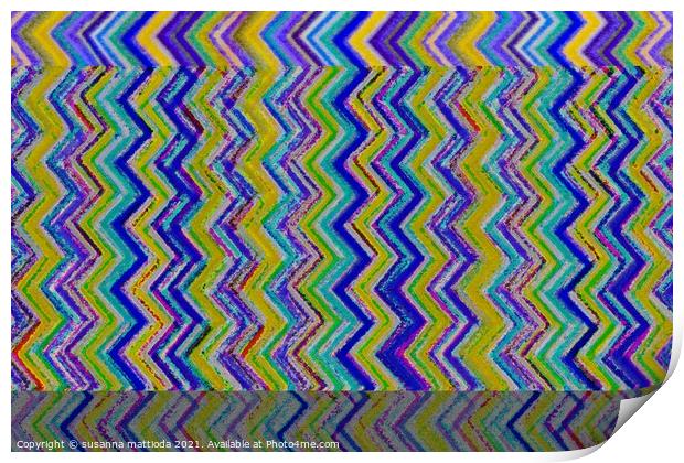 Glitch art on multicolored pattern Print by susanna mattioda