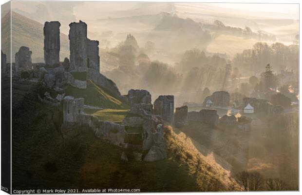Dawn at Corf Castle, Isle of Purbeck, Dorset Canvas Print by Mark Poley
