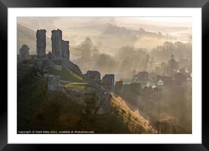 Dawn at Corf Castle, Isle of Purbeck, Dorset Framed Mounted Print by Mark Poley