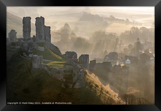 Dawn at Corf Castle, Isle of Purbeck, Dorset Framed Print by Mark Poley