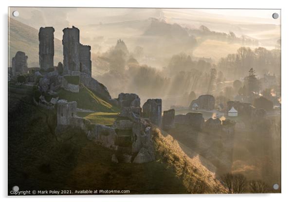 Dawn at Corf Castle, Isle of Purbeck, Dorset Acrylic by Mark Poley