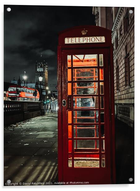 Big Ben at Night London  Acrylic by Darryl Ratchford