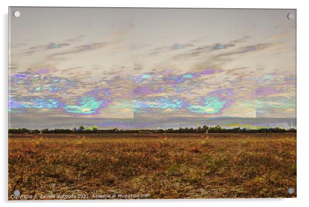 glitch art on landscape autumn Acrylic by daniele mattioda