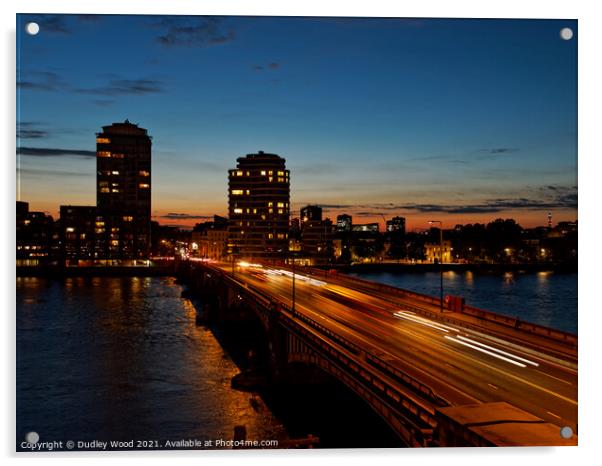 Captivating Vauxhall Bridge Rush Acrylic by Dudley Wood