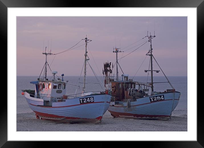 Fisher boats at dusk Framed Mounted Print by Thomas Schaeffer