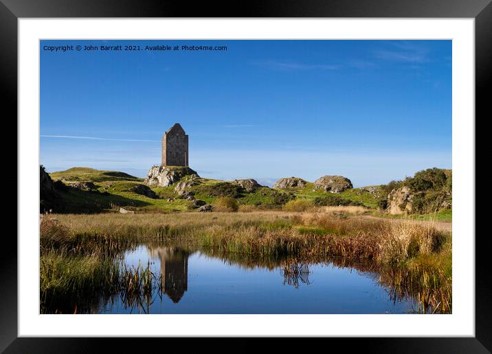 Smailholm Tower Reflection Framed Mounted Print by John Barratt