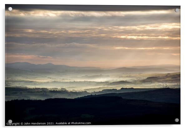 Welsh sunrise landscape. Acrylic by John Henderson