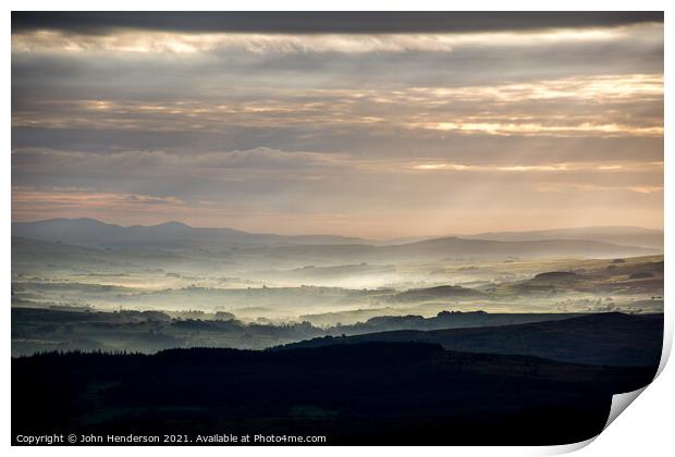 Welsh sunrise landscape. Print by John Henderson