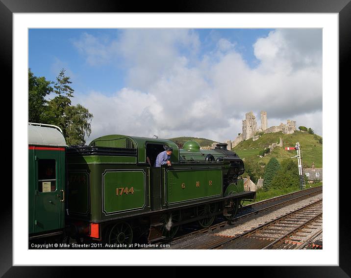 Steam at Corfe Castle Framed Mounted Print by Mike Streeter