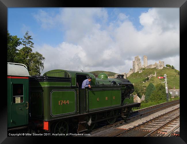 Steam at Corfe Castle Framed Print by Mike Streeter