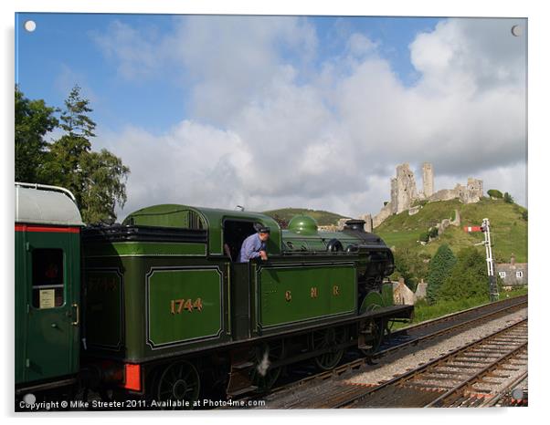 Steam at Corfe Castle Acrylic by Mike Streeter