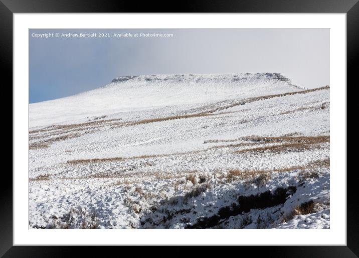 Brecon Beacons covered in snow, South Wales, UK Framed Mounted Print by Andrew Bartlett