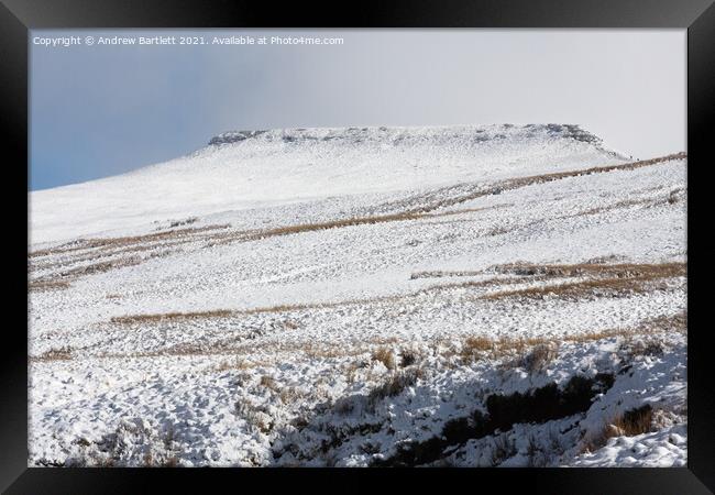 Brecon Beacons covered in snow, South Wales, UK Framed Print by Andrew Bartlett