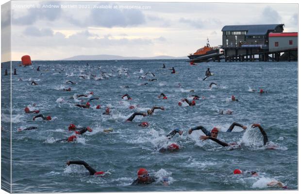 Ironman Wales swim at Tenby, Pembrokeshire, UK Canvas Print by Andrew Bartlett