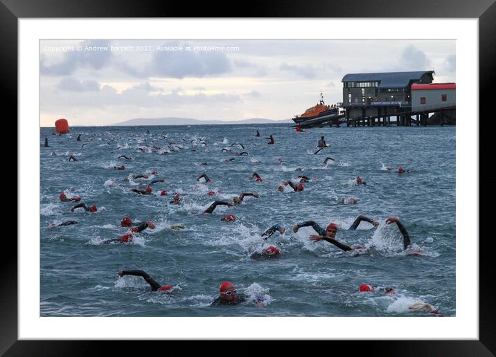 Ironman Wales swim at Tenby, Pembrokeshire, UK Framed Mounted Print by Andrew Bartlett