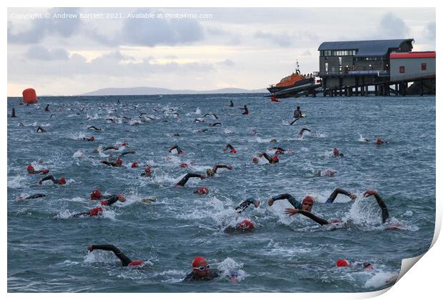 Ironman Wales swim at Tenby, Pembrokeshire, UK Print by Andrew Bartlett