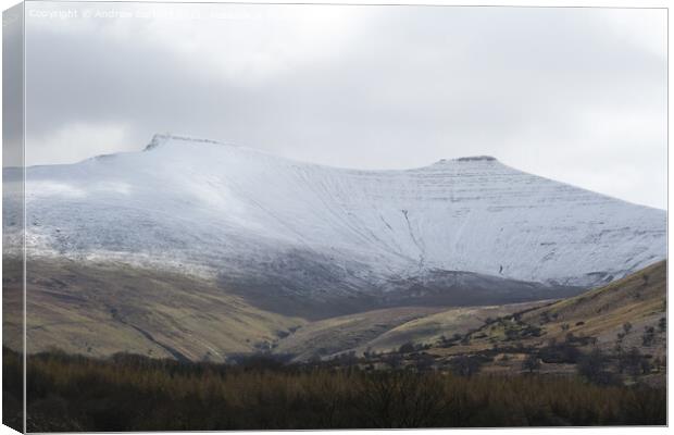 Snow at the Brecon Beacons, South Wales, UK Canvas Print by Andrew Bartlett