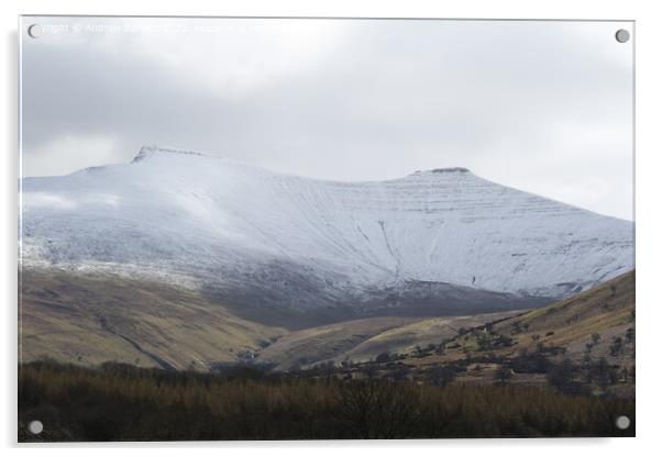 Snow at the Brecon Beacons, South Wales, UK Acrylic by Andrew Bartlett