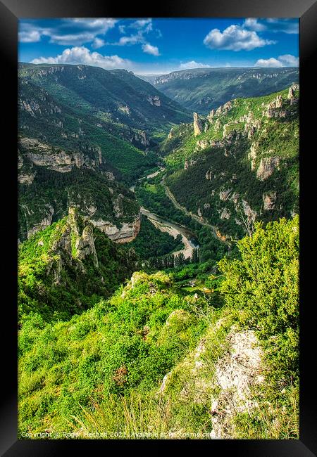 Verdant Canyon Vantage Framed Print by Roger Mechan