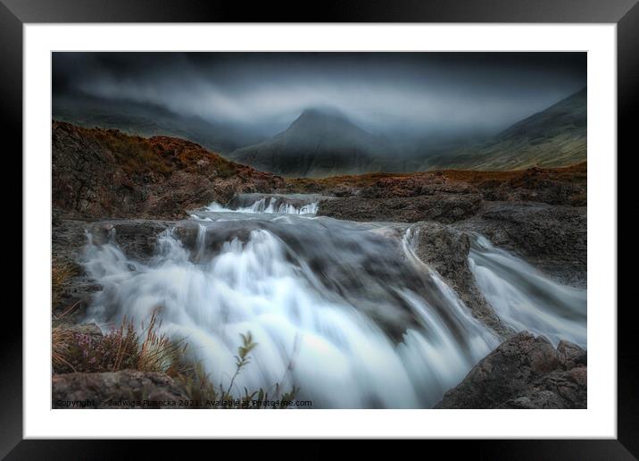 A misty day at Fairy Pools Framed Mounted Print by Jadwiga Piasecka