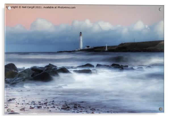 Scurdieness lighthouse  Acrylic by Neil Cargill