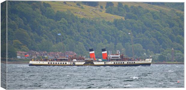 PS Waverley passing Largs Pencil Canvas Print by Allan Durward Photography