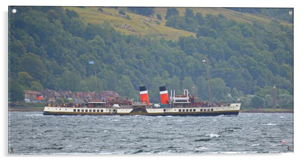 PS Waverley passing Largs Pencil Acrylic by Allan Durward Photography
