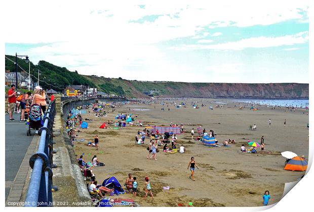 Looking towards Coble landing, Filey, Yorkshire, UK. Print by john hill