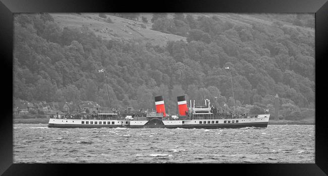 PS Waverley passing Largs Pencil  (mono colour spl Framed Print by Allan Durward Photography