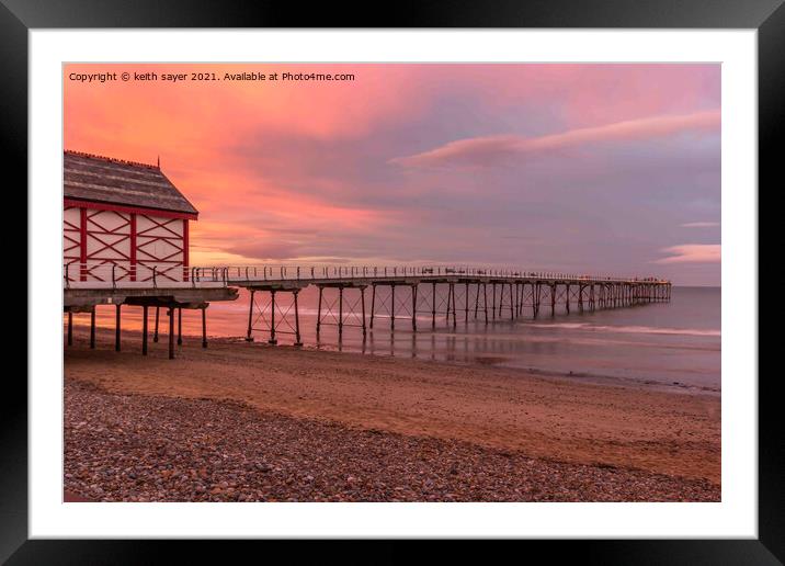 Saltburn Sunset Framed Mounted Print by keith sayer