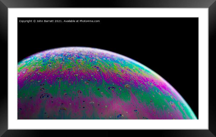 Soap Bubble: Green and Pink Framed Mounted Print by John Barratt